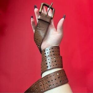 Brown belt with hole punch pattern 🤎💛​​​​​​​​​​​​​​​​​​​​​